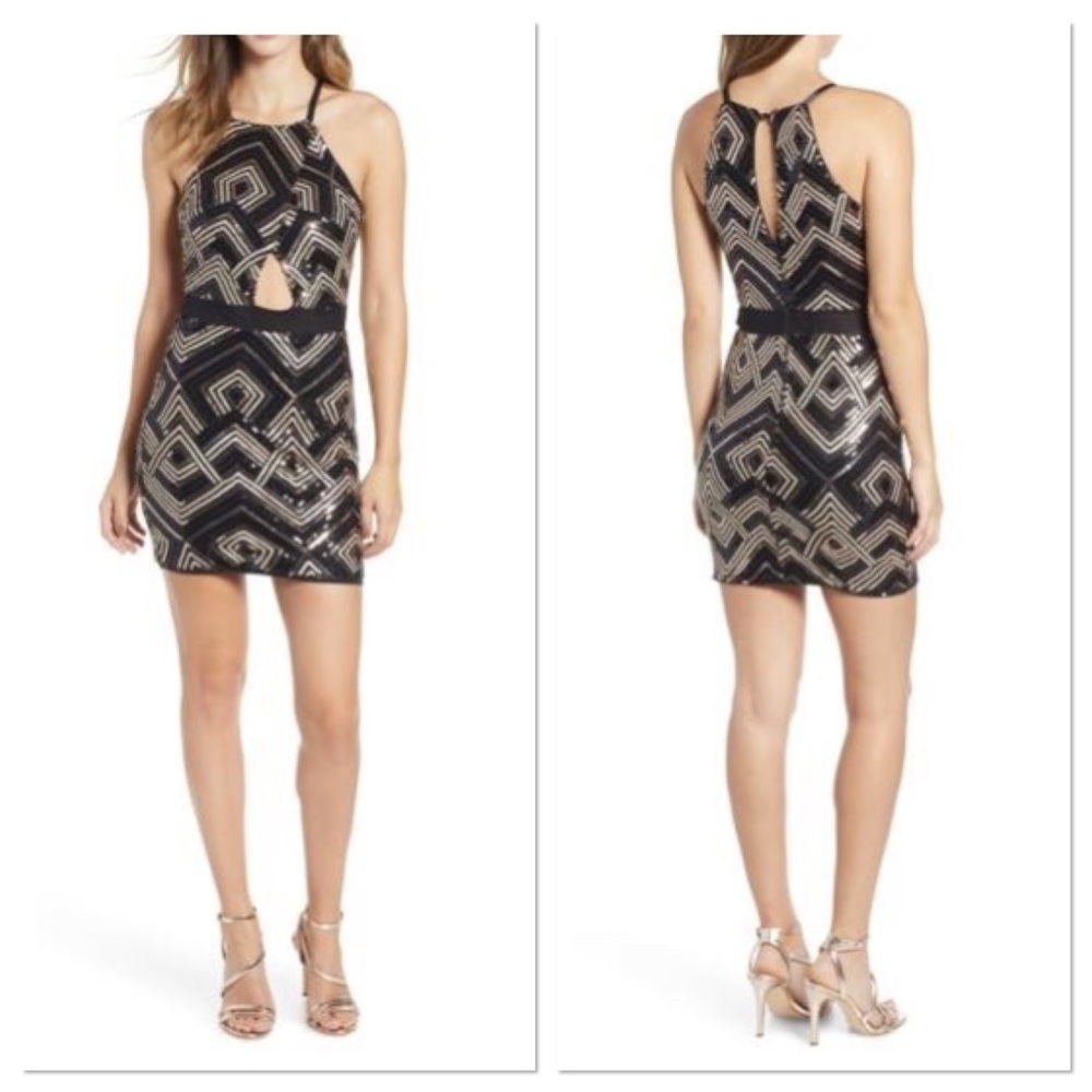⬇️ Cut-Out Sequined Bodycon Dress